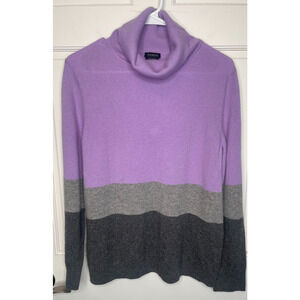 Talbots Women's Pure Cashmere Color-blocked Turtleneck Sz XL Long Sleeve Preppy